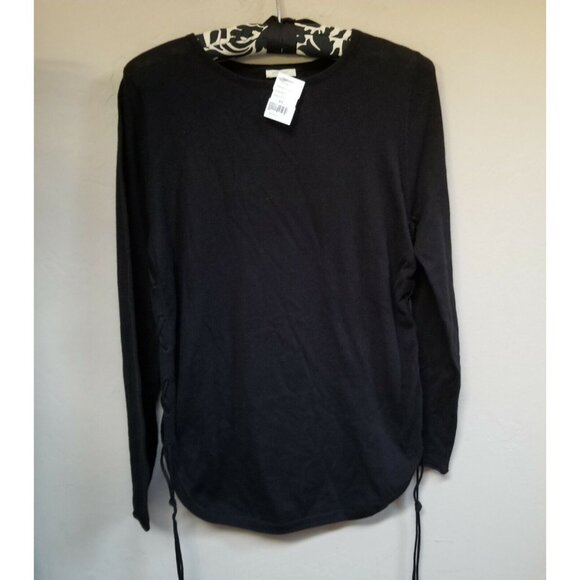 Project Womens Side-Ties Crewneck Sweater XS Black Long Sleeve Pullover New $150 - Picture 1 of 8